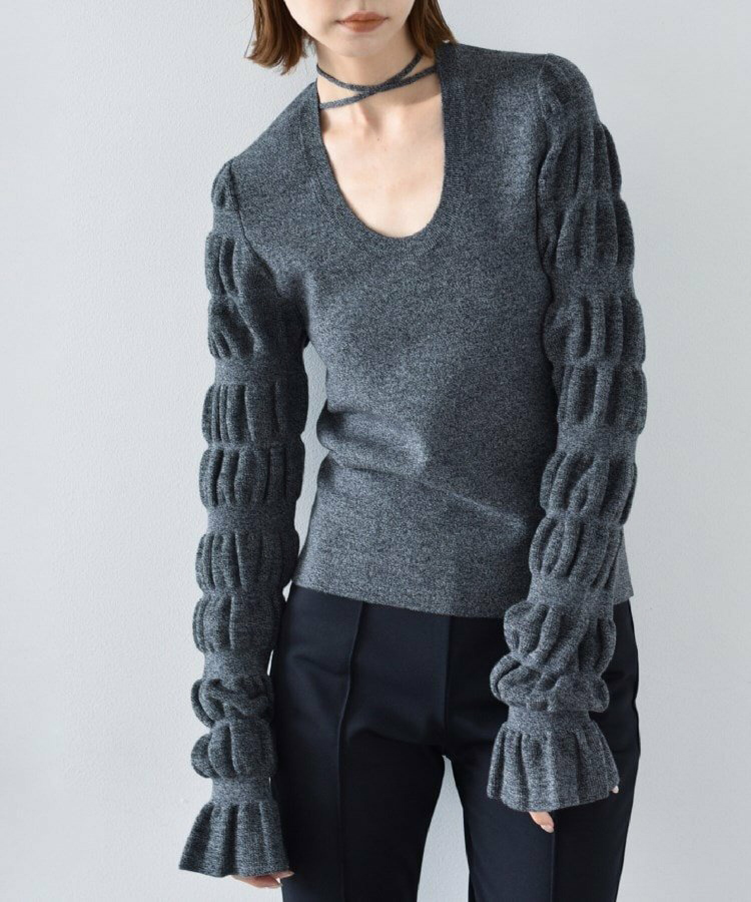 CODE A | gathered sleeves knit